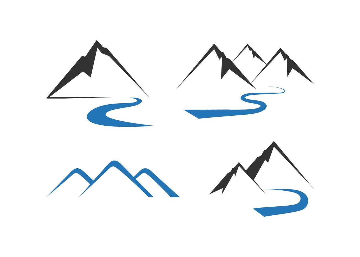 Ilustración de diseño de conjunto de iconos de río de montaña aislado vector