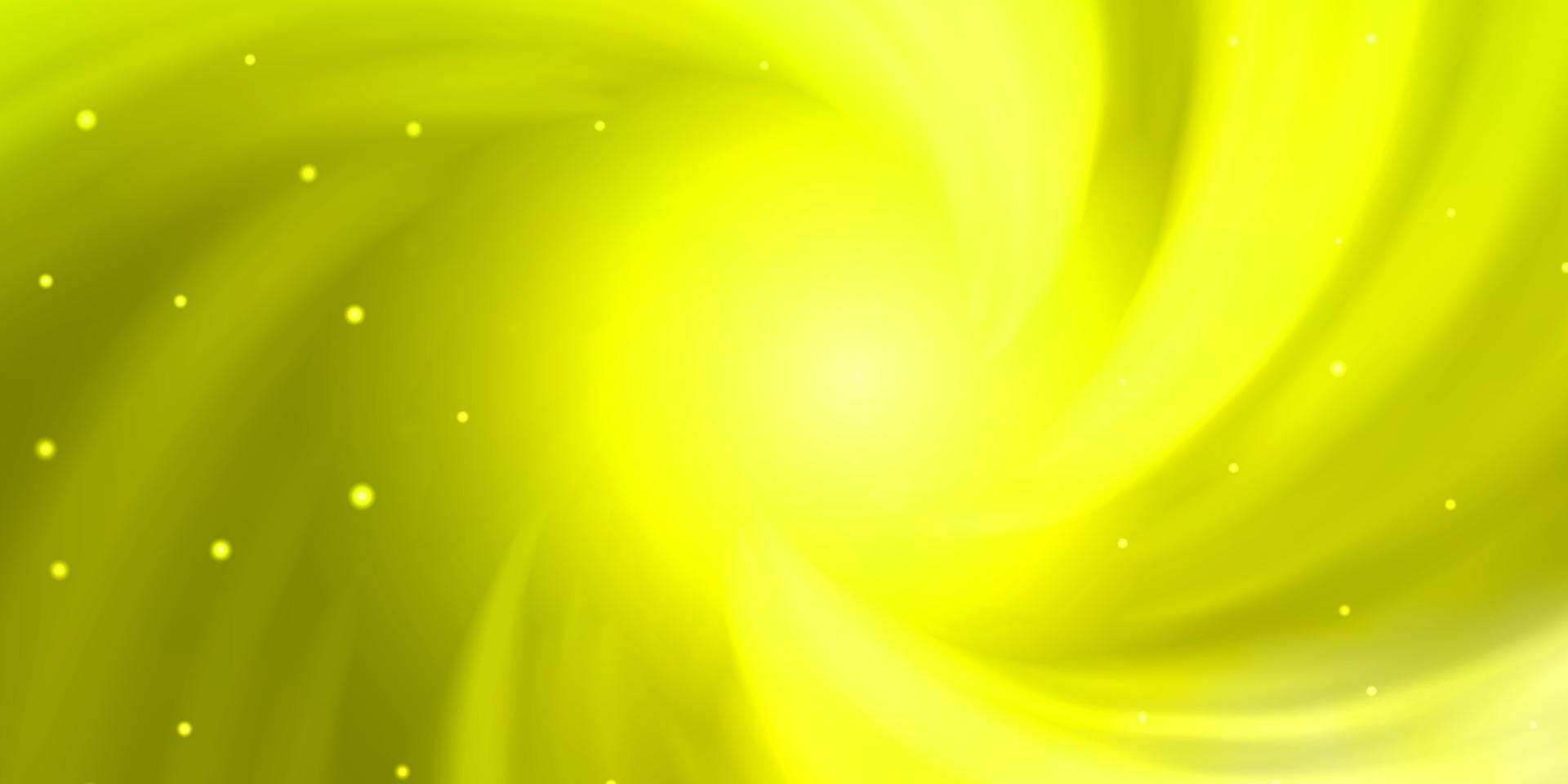 Fondo de vector verde claro, amarillo con estrellas pequeñas y grandes.