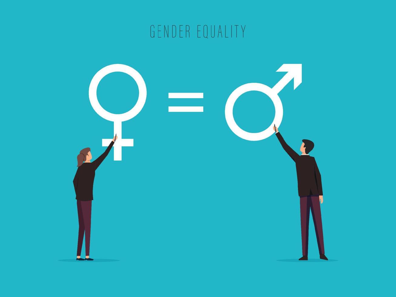 Gender equality concept, male and female drawing gender symbols vector illustration