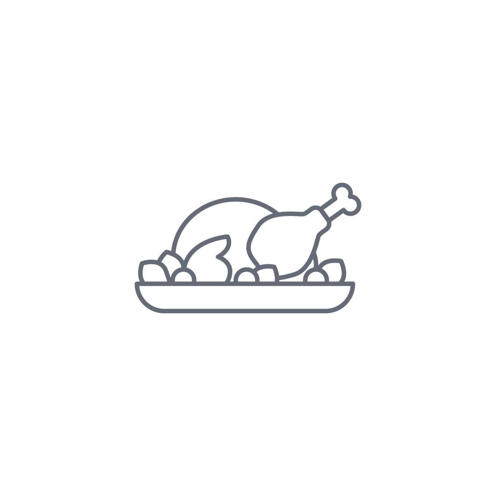 Roast chicken line icon vector illustration