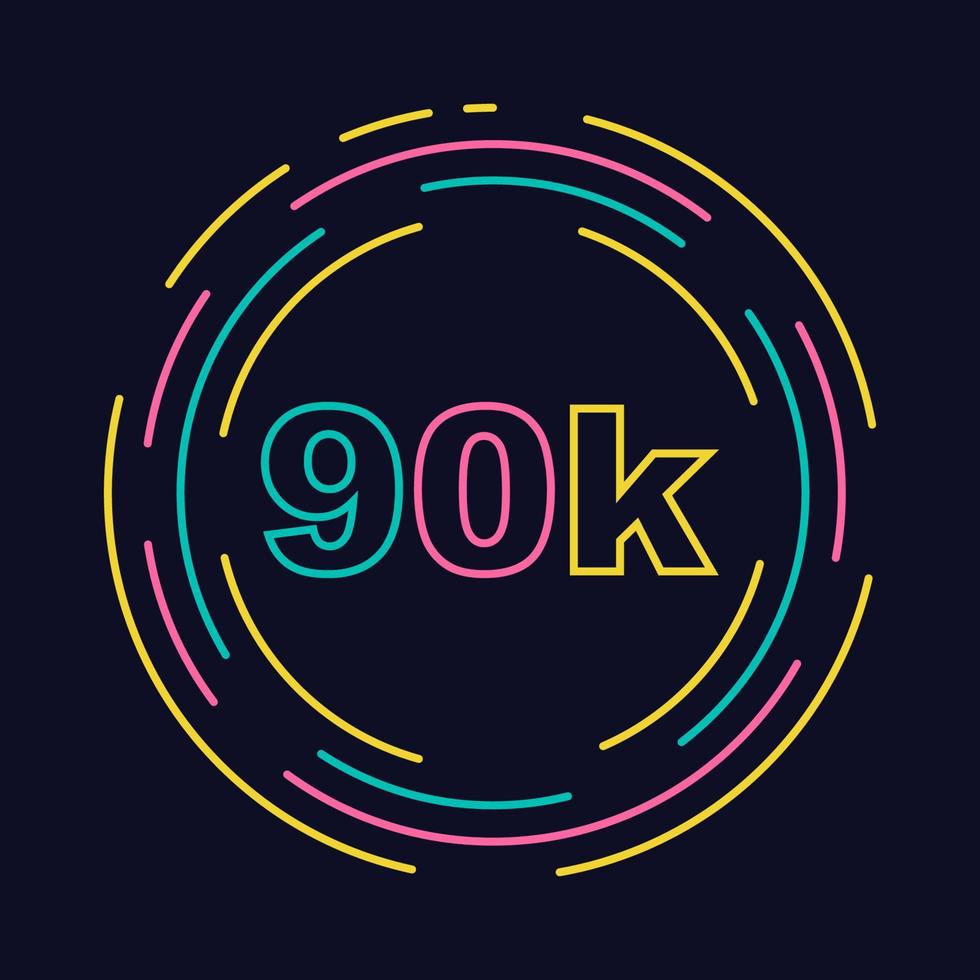 90k followers with lineart style vector