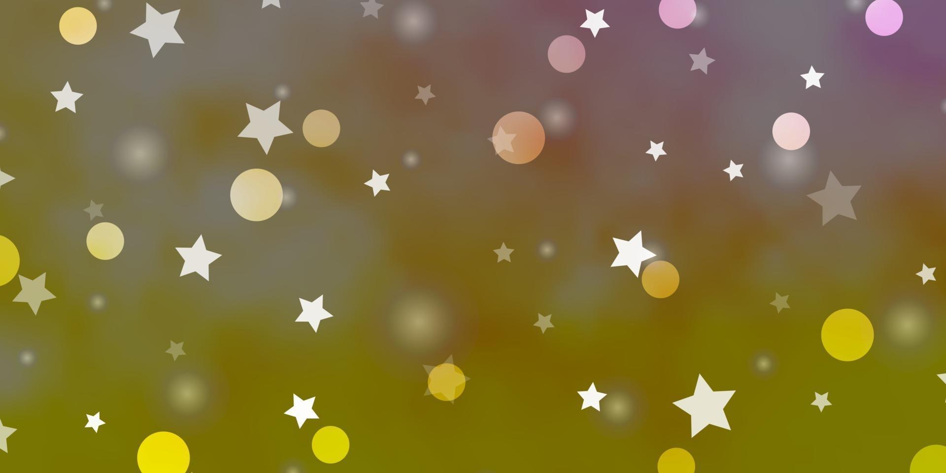 Light Pink, Yellow vector pattern with circles, stars.