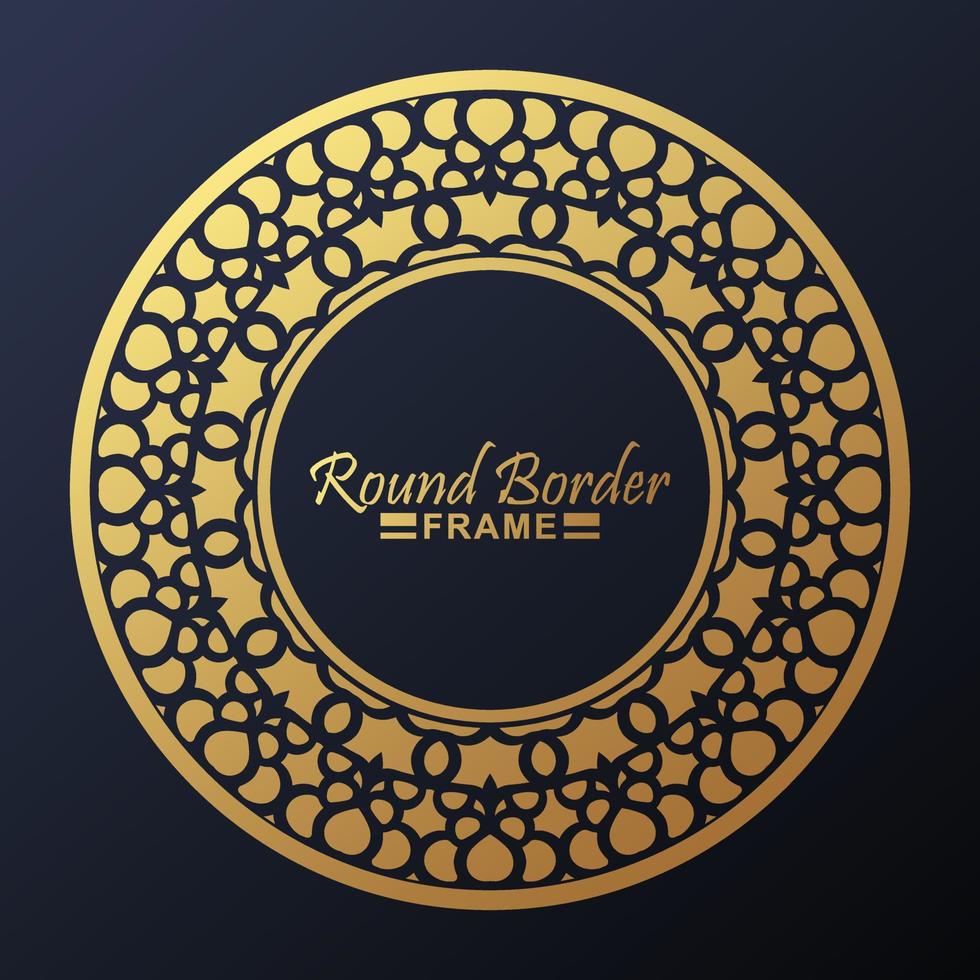 Luxury round border frame design vector