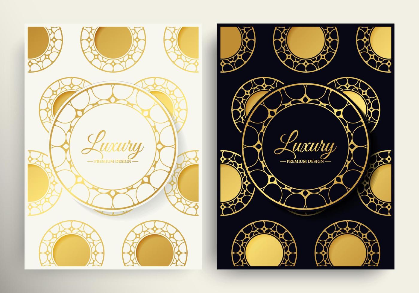 Luxury gold border pattern cover template vector