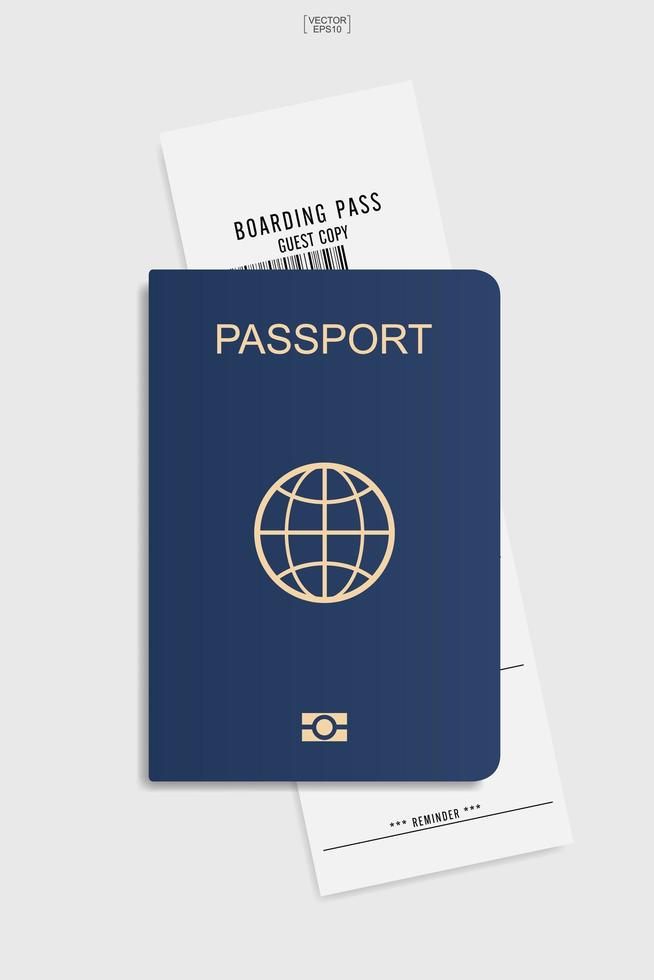 Passport and boarding pass ticket on white background. Vector. vector