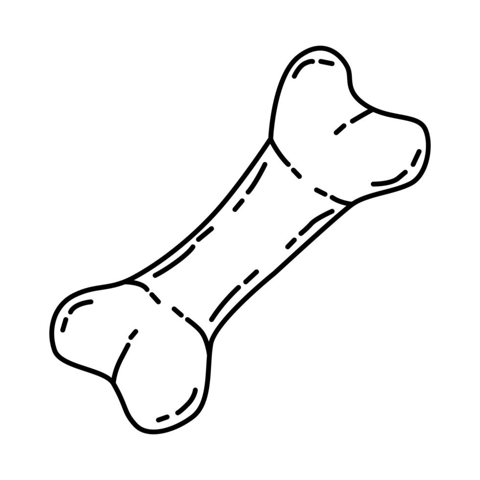 icono de juguete de perro de hueso. Doodle dibujado a mano o estilo de icono de contorno vector