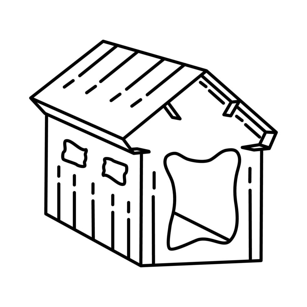 Cardboard Pet House Icon. Doodle Hand Drawn or Outline Icon Style vector