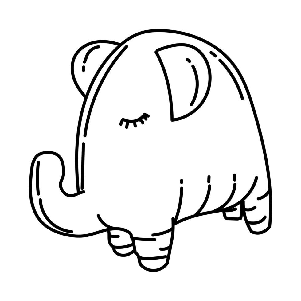 icono de juguete de perro elefante. Doodle dibujado a mano o estilo de icono de contorno vector