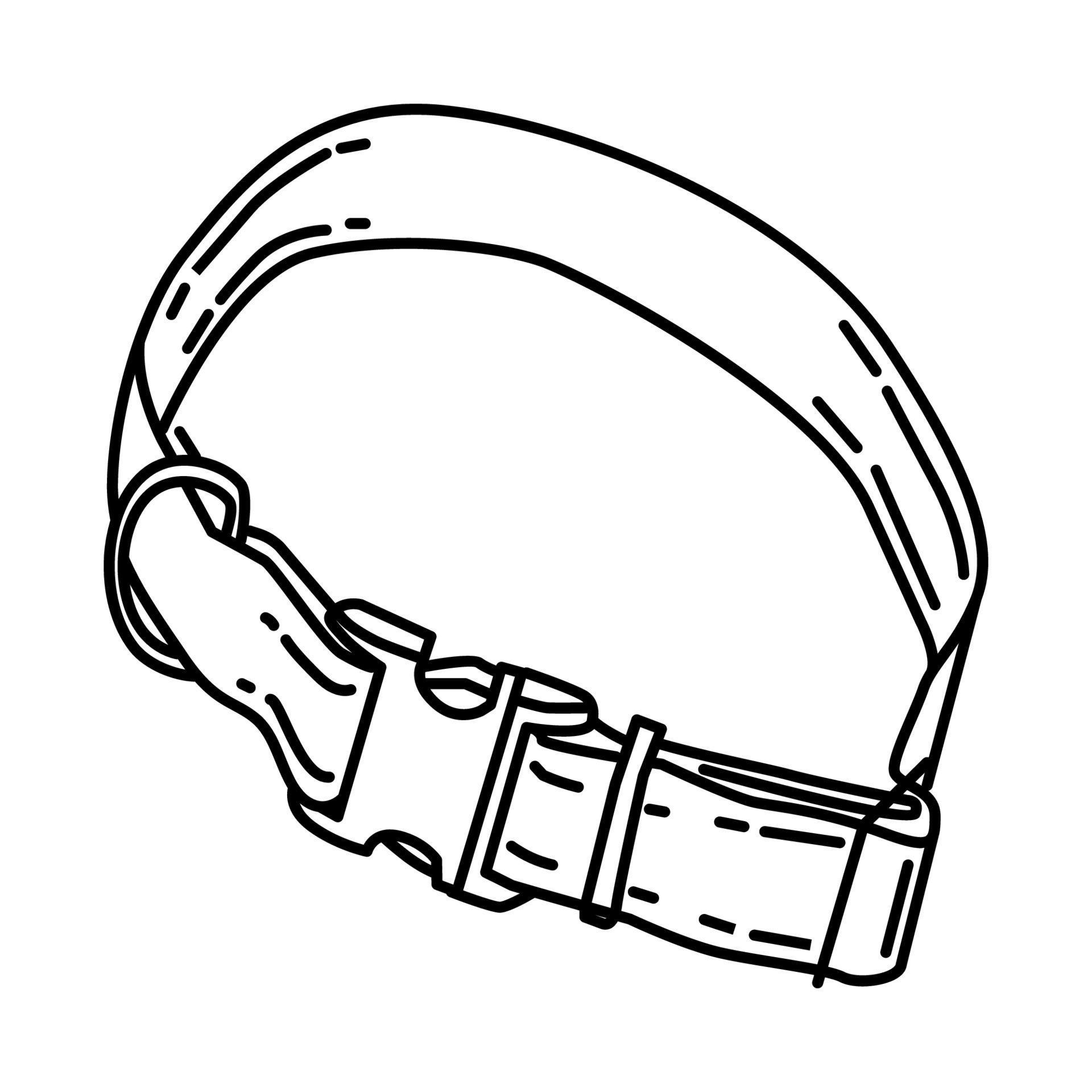 Reflective Tartan Dog Collar Icon. Doodle Hand Drawn or Outline Icon