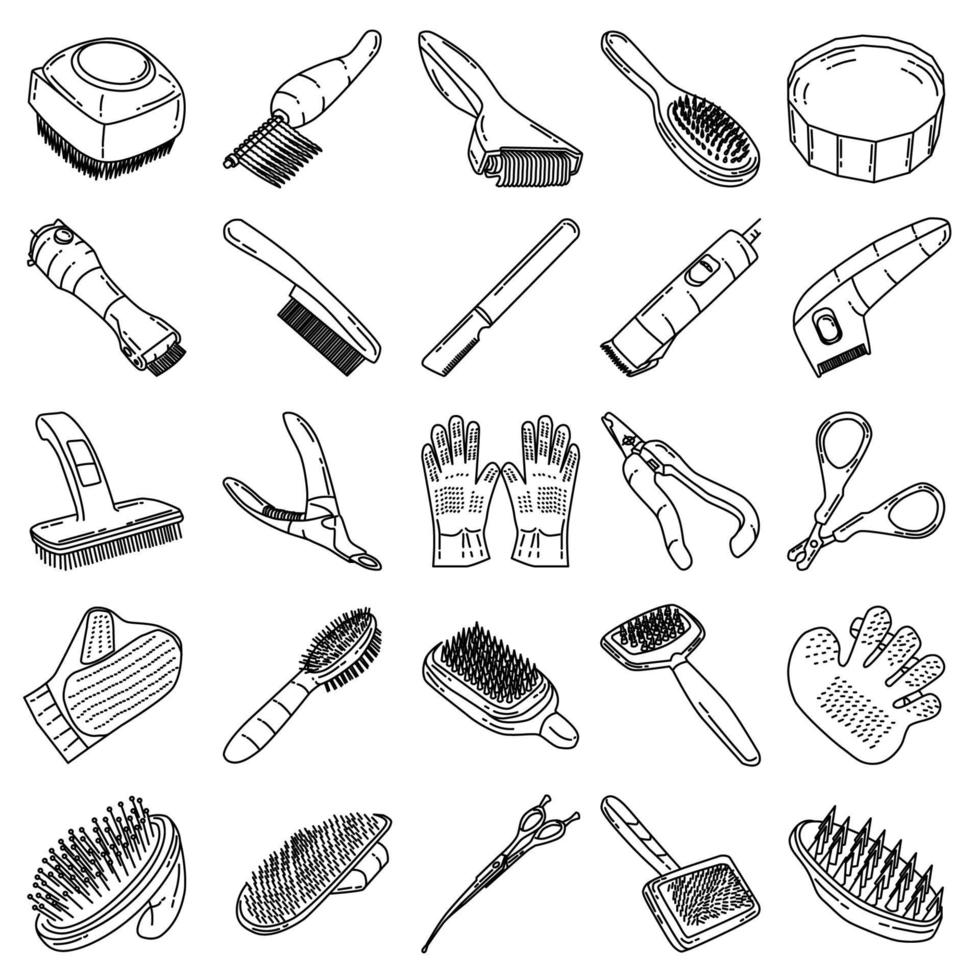 pet-2 tools set vector icono. Doodle dibujado a mano o estilo de icono de contorno