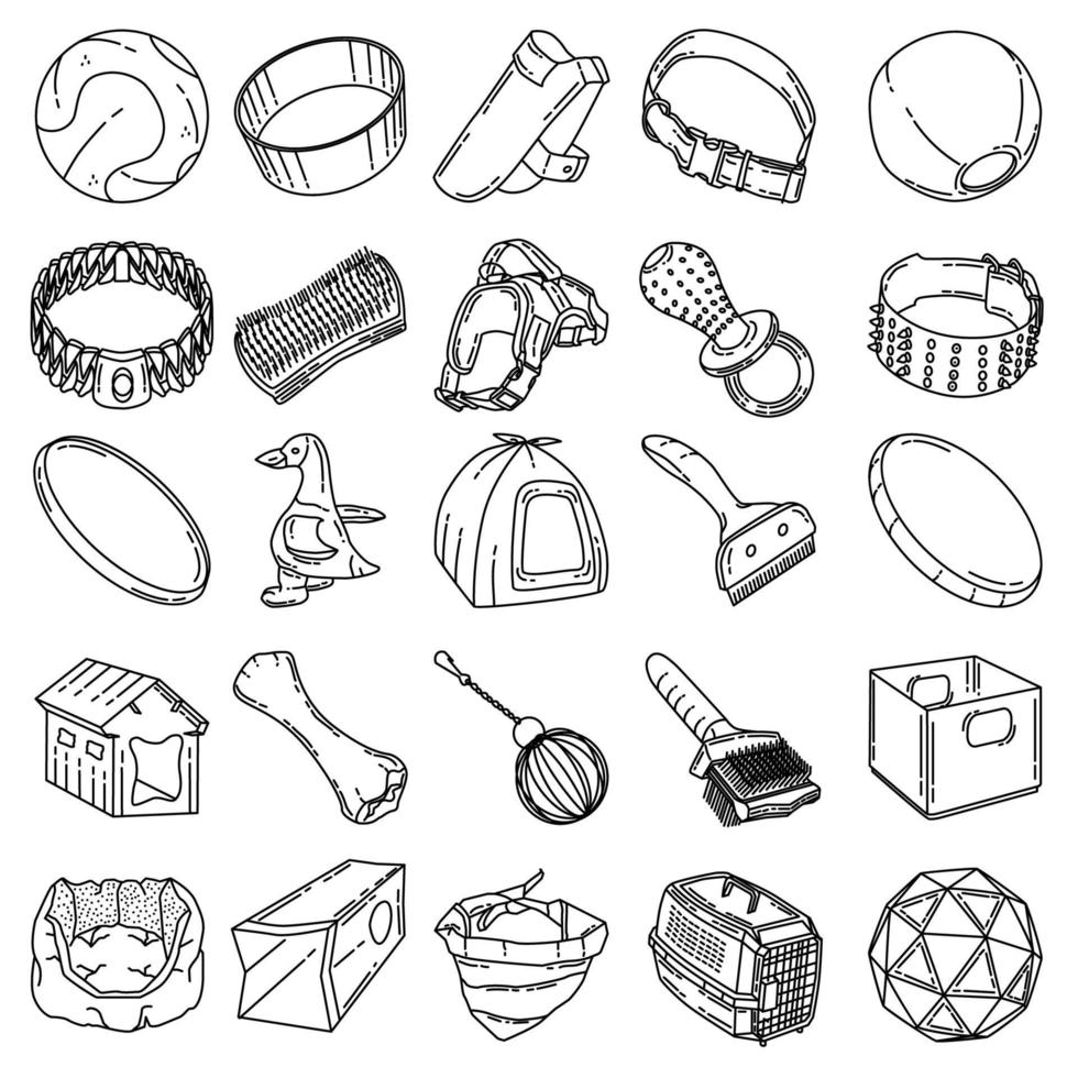 Pet-3 Tools Set Icon Vector. Doodle Hand Drawn or Outline Icon Style vector