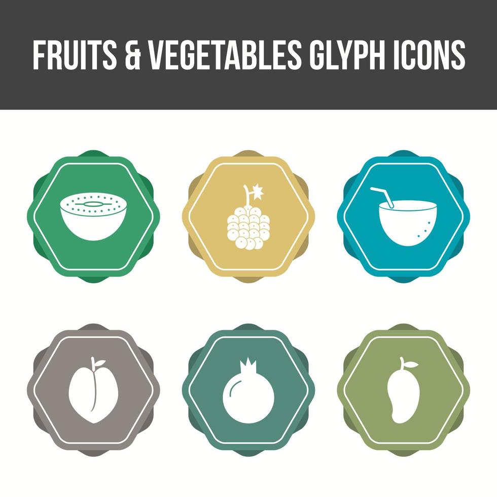 Unique Fruits and Vegetable Vector Icon Set