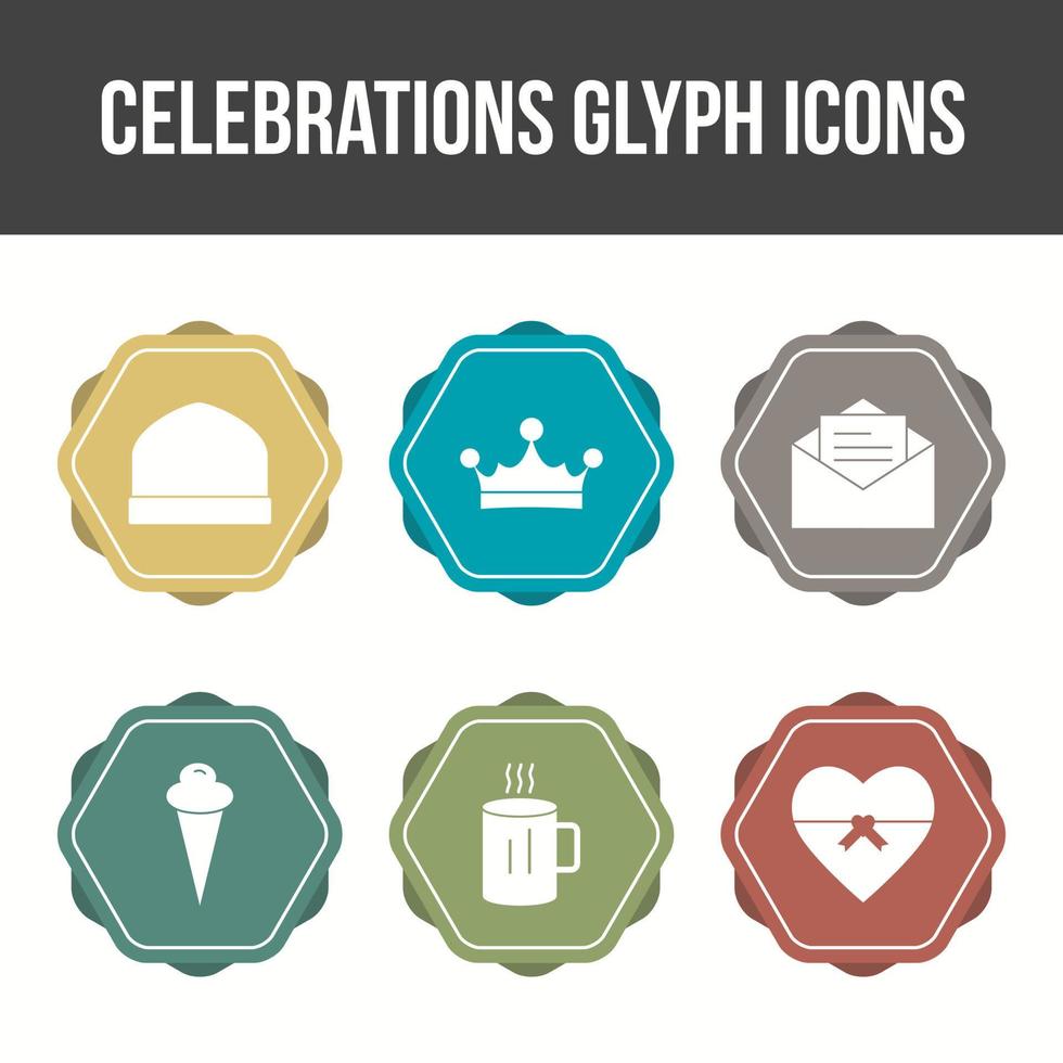 Unique Celebration Glyph Vector Icon Set