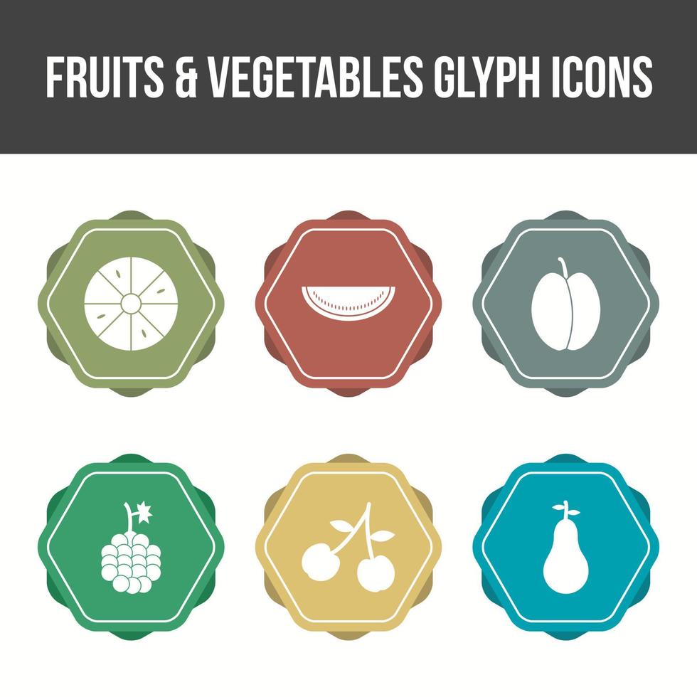 Unique Fruits and Vegetable Vector Icon Set