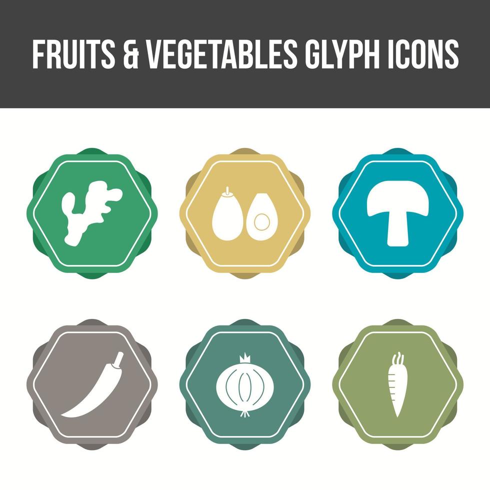 Unique Fruits and Vegetable Vector Icon Set