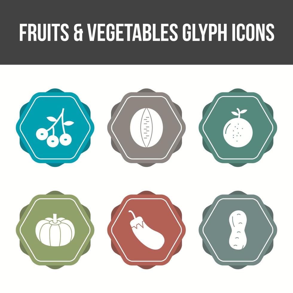 Unique Fruits and Vegetable Vector Icon Set