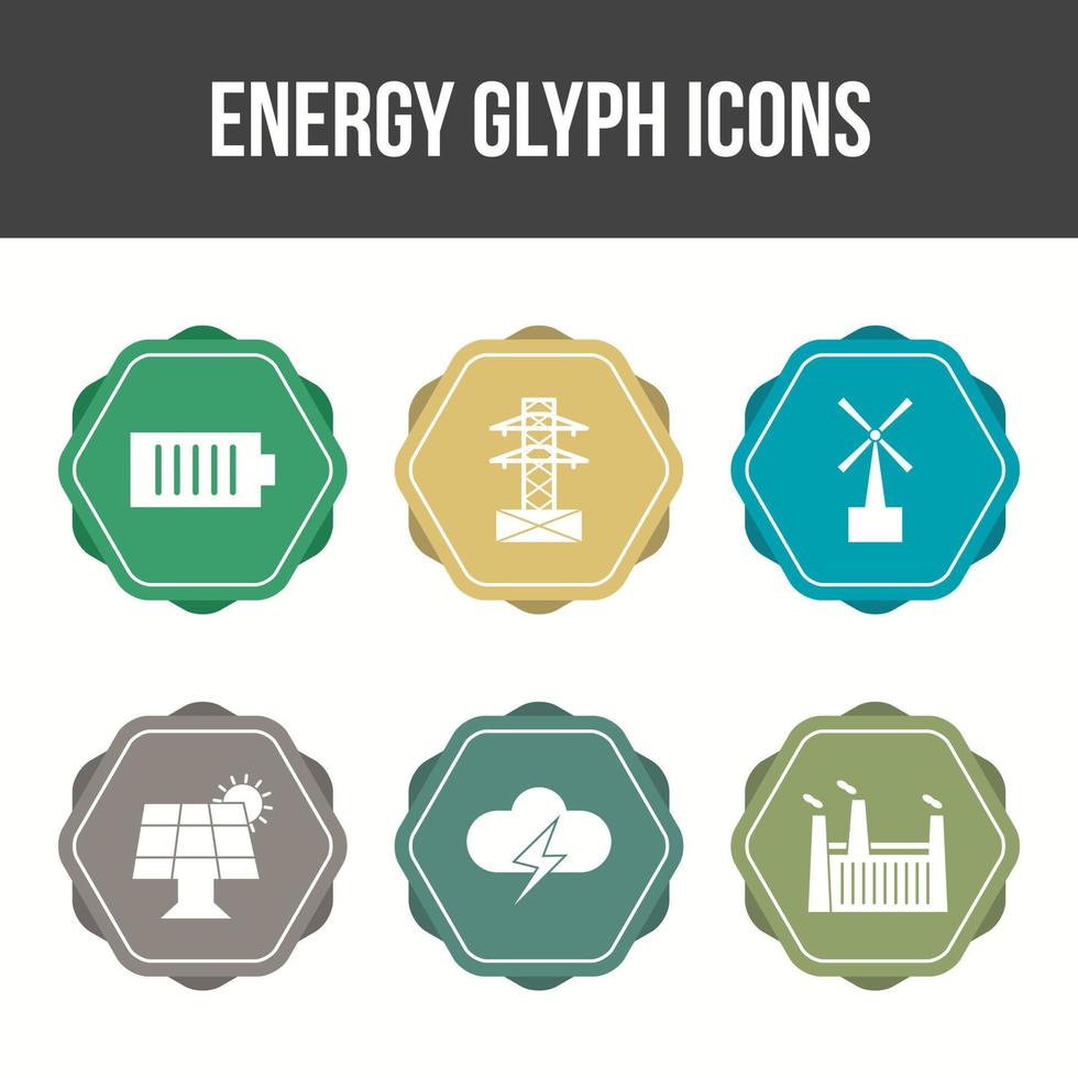 conjunto de iconos de vector de glifo de energía