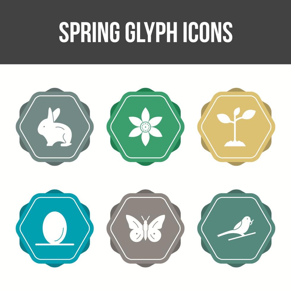 conjunto de iconos de vector de glifo de primavera