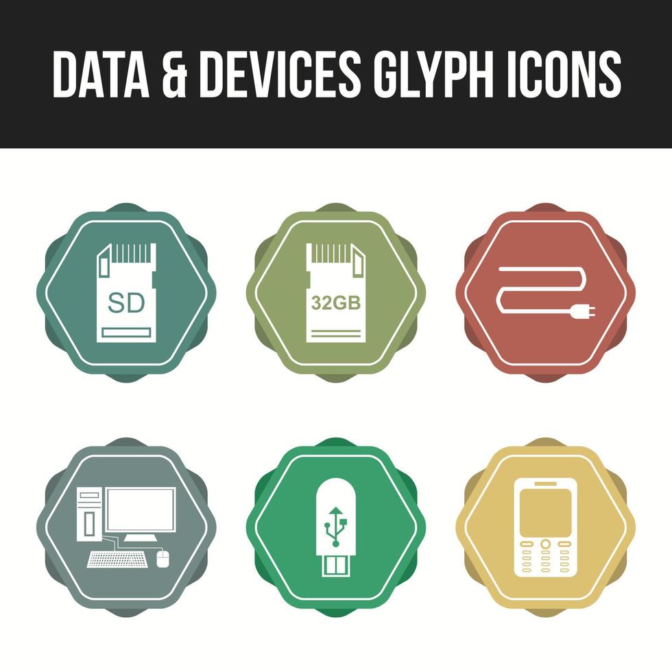 Unique Data and devices vector icon set