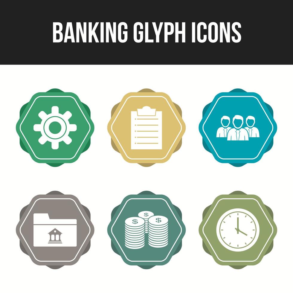 6 Beautiful Banking Glyph vector icon set