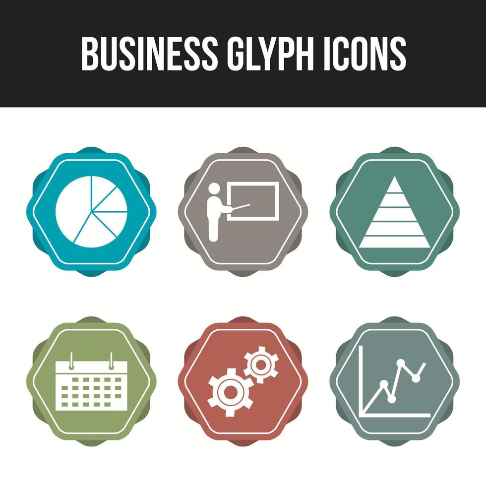 Conjunto de iconos de vector de negocio único de 6 glifos