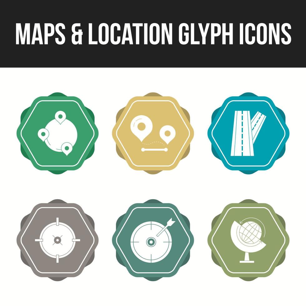 Unique icon set of maps and location glyph icons vector