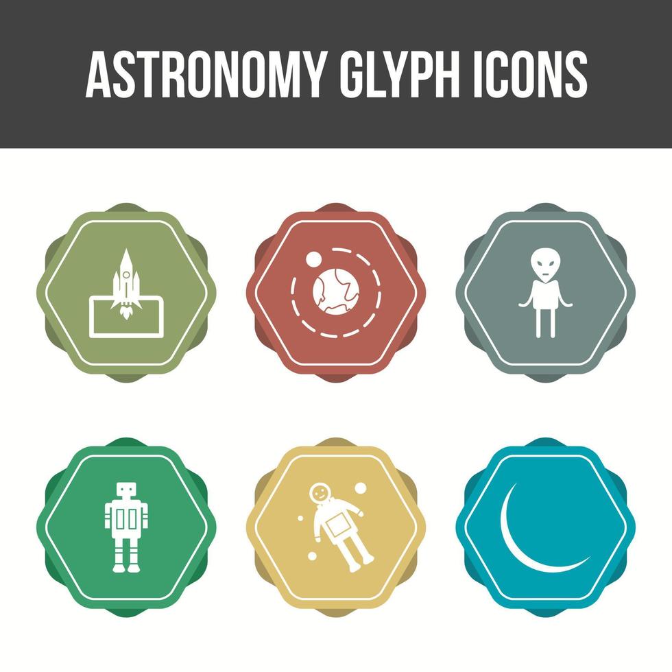 Unique Astronomy Glyph Vector Icon Set