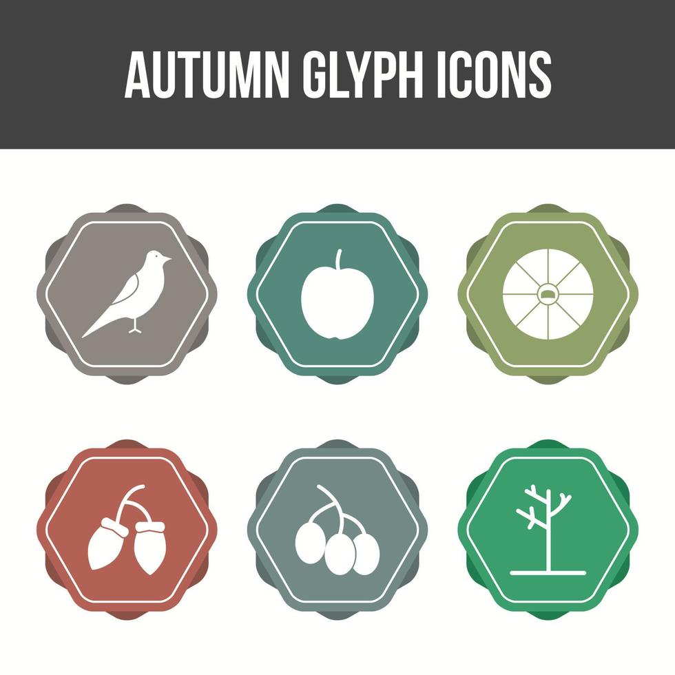 conjunto de iconos de vector de otoño único