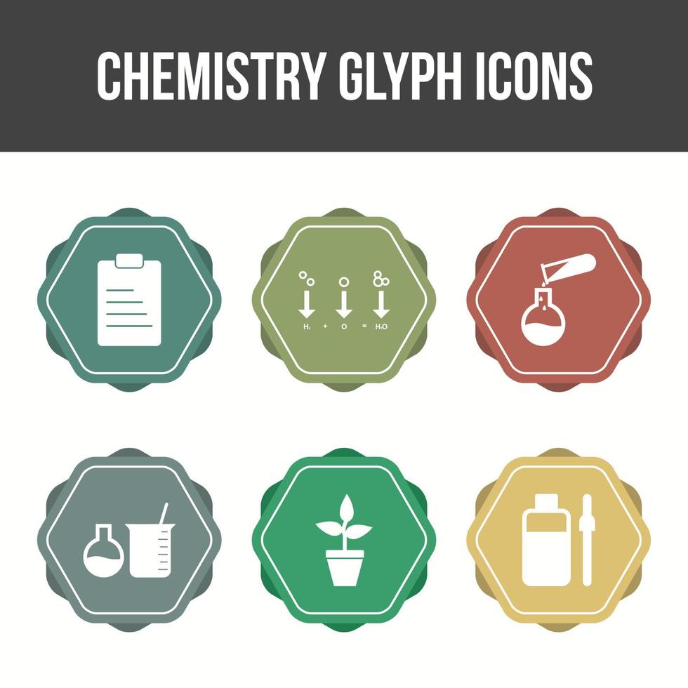 conjunto de iconos de vector de glifo de química única