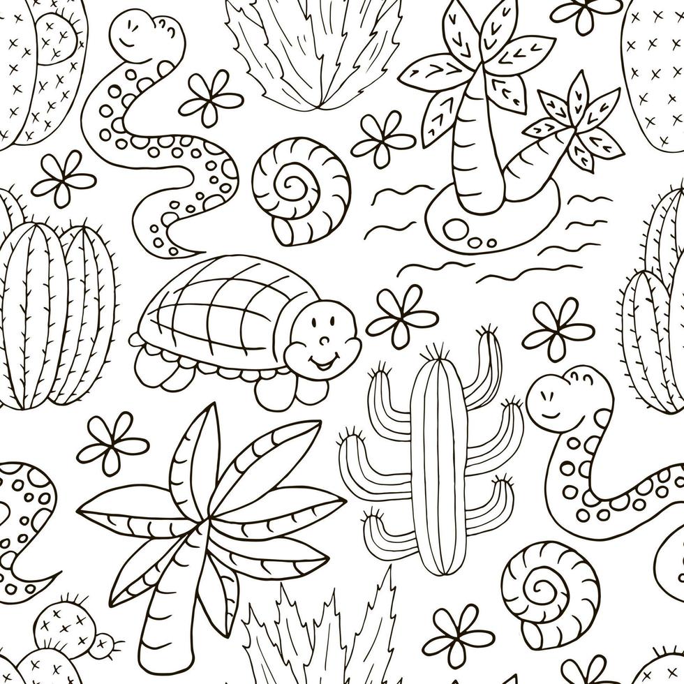 ilustración para colorear. cactus, aloe, suculentas. elementos naturales decorativos vector