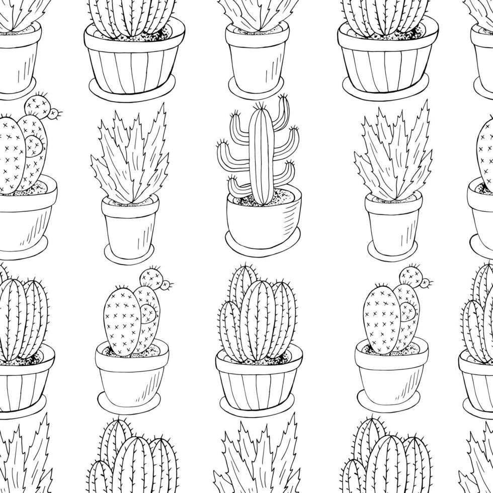 ilustración para colorear. cactus, aloe, suculentas. elementos naturales decorativos vector