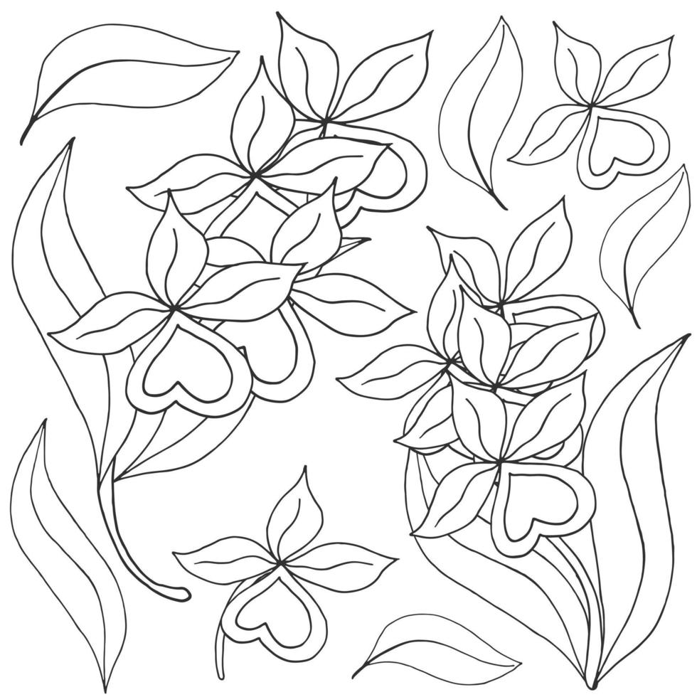 ilustración floral en estilo de dibujo a mano vector