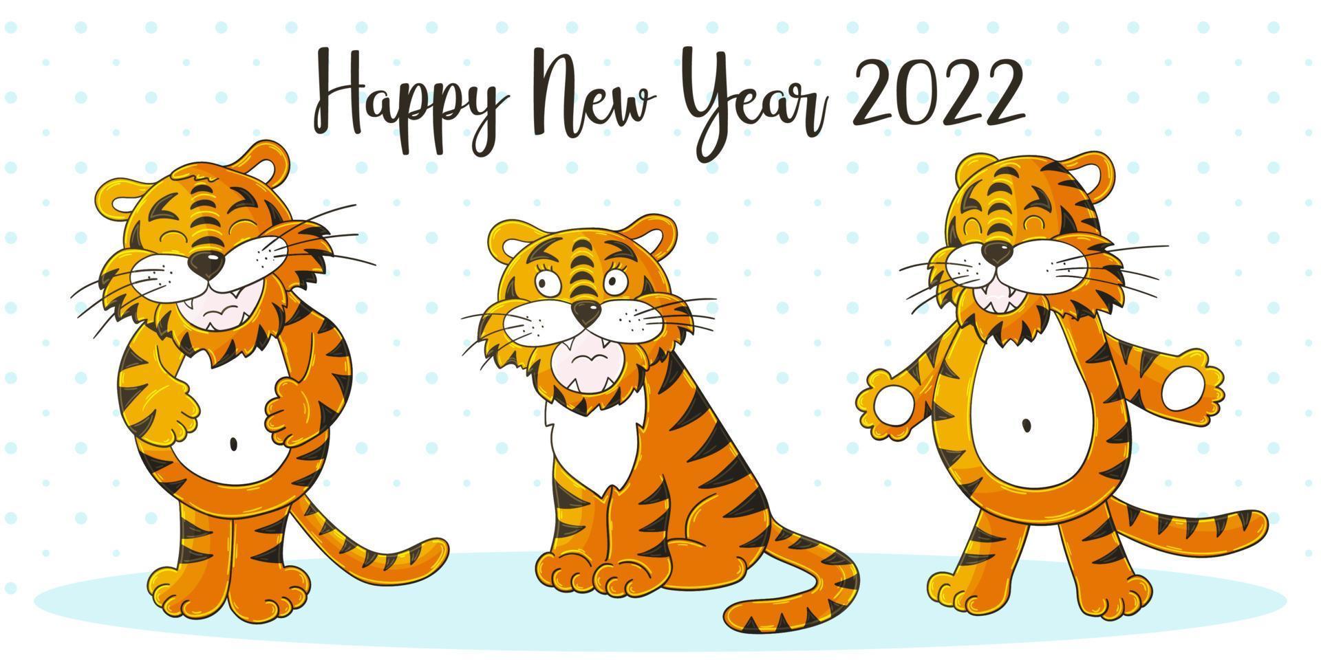 New year 2022. Cartoon illustration for postcards, calendars, posters vector