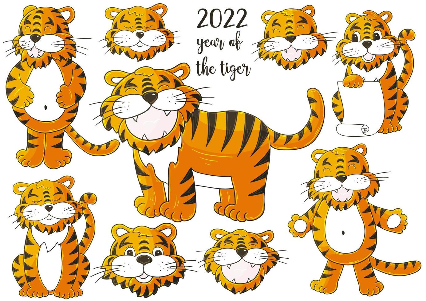 año nuevo 2022.Ilustración de dibujos animados para postales, calendarios, carteles. vector