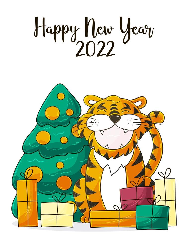 New year 2022. Cartoon illustration for postcards, calendars, posters vector