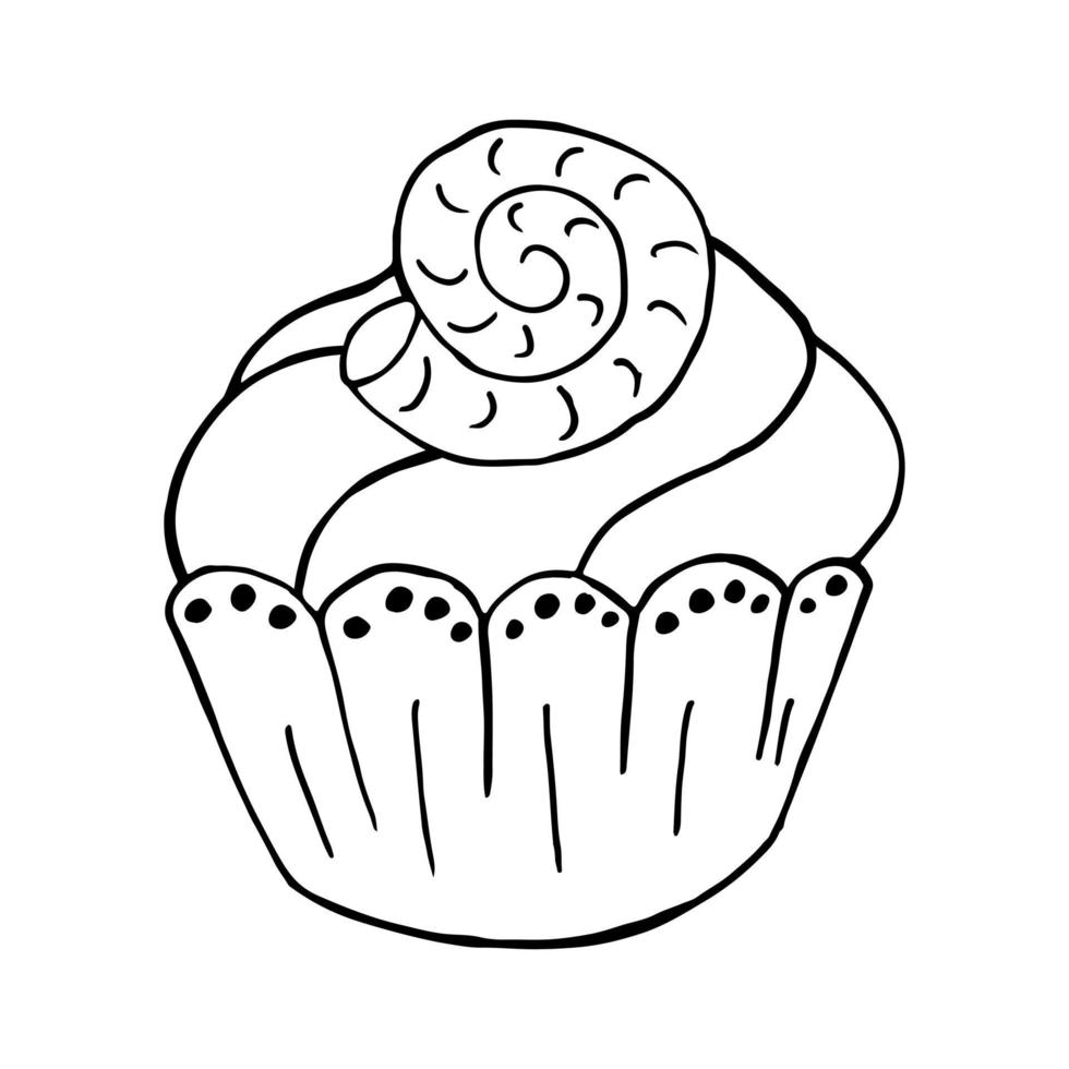 ilustración vectorial para su diseño. icono brillante de cupcake, muffin en estilo de dibujo a mano vector