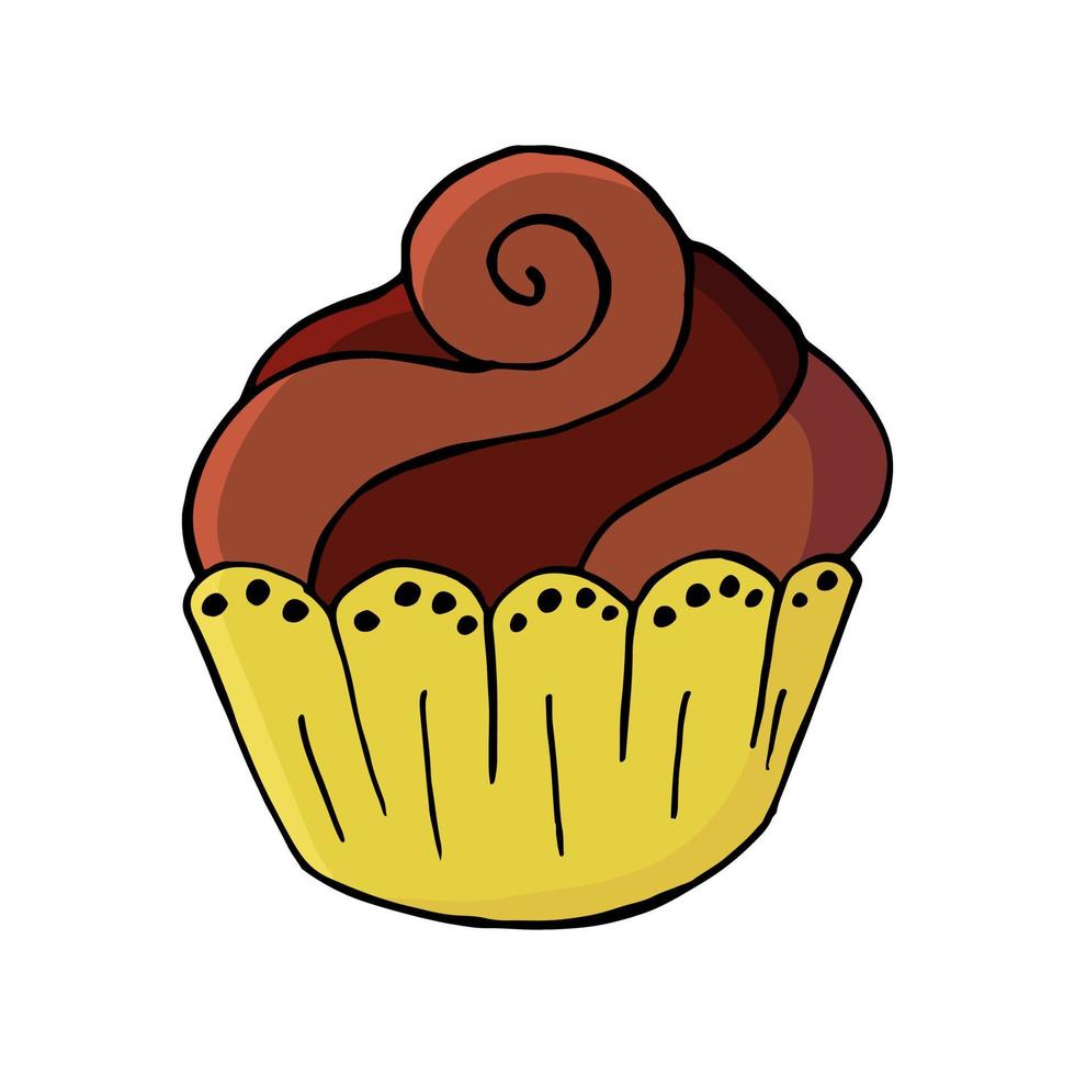 ilustración vectorial para su diseño. icono brillante de cupcake, muffin en estilo de dibujo a mano vector