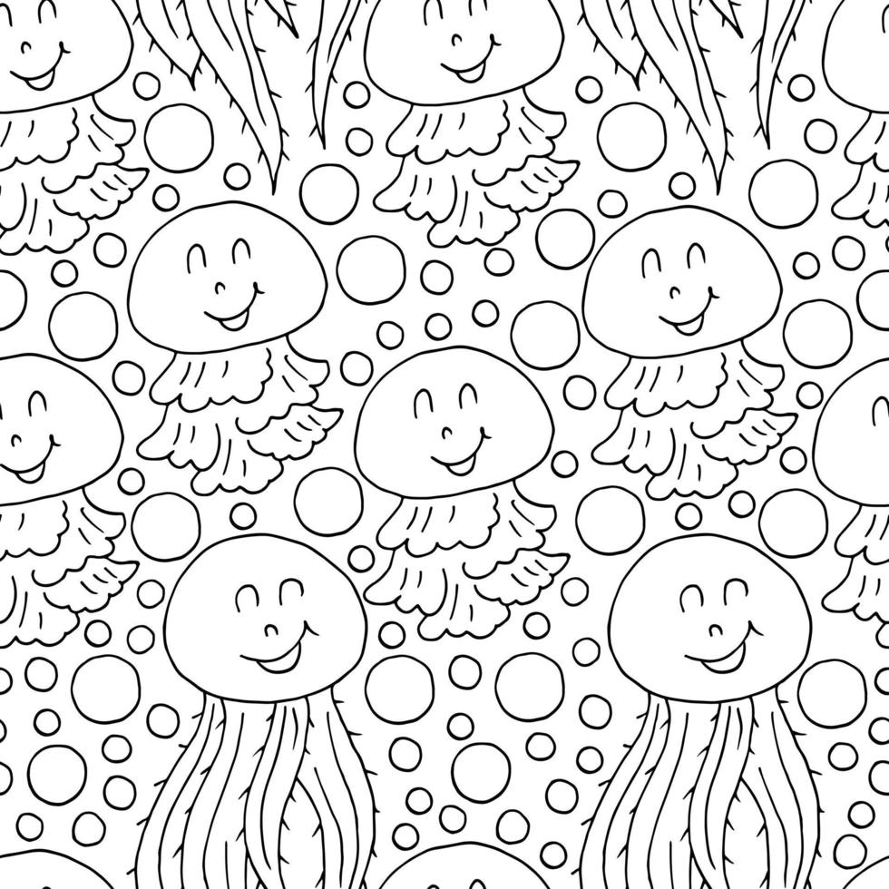 Vector Seamless pattern in hand draw style. Liner illustration. Pattern, background on the marine theme