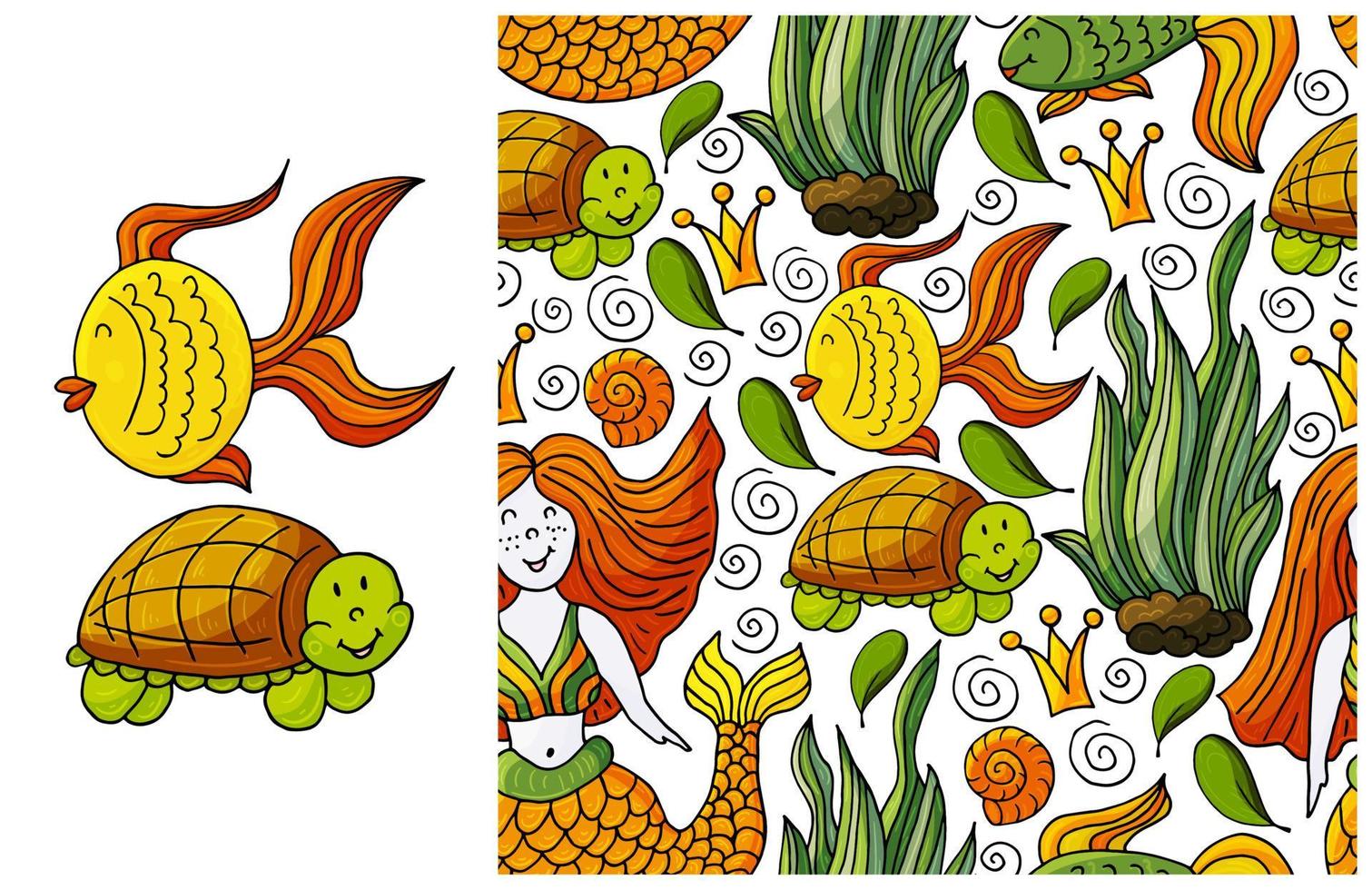 Set of element and seamless pattern. ideal for children's clothing vector