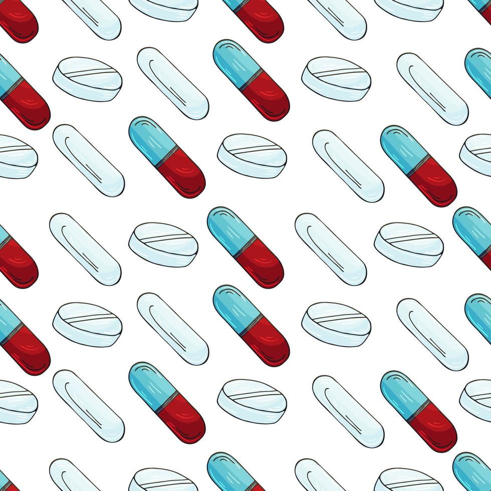 Seamless pattern on a white background. Cartoon elements in hand draw style. Background for packaging, advertising vector