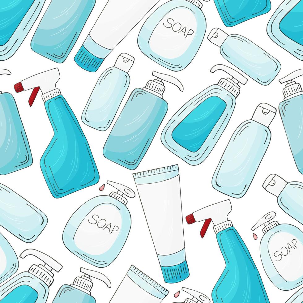 Seamless pattern on a white background. Cartoon elements in hand draw style vector