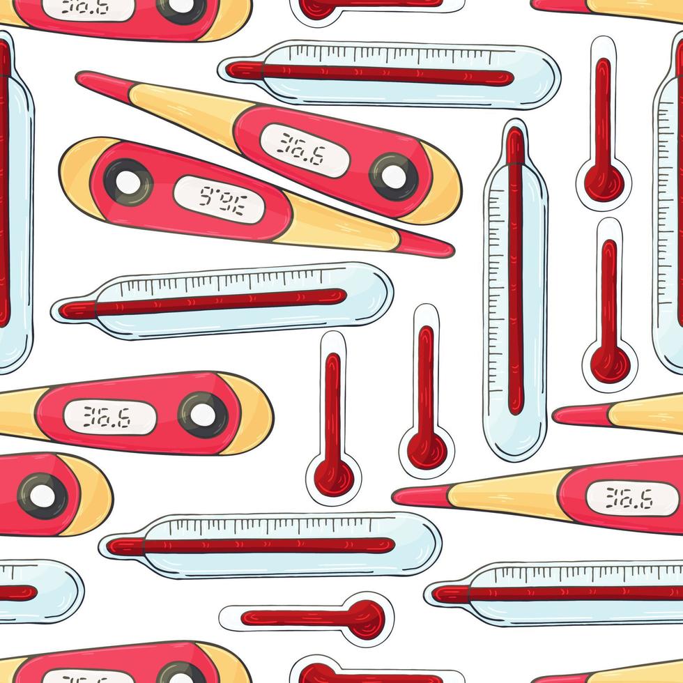 Seamless pattern on a white background. Cartoon elements in hand draw style vector