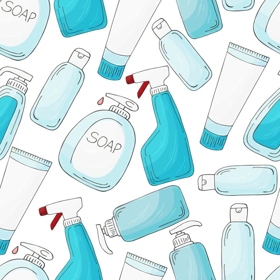 Seamless pattern on a white background. Cartoon elements in hand draw style vector