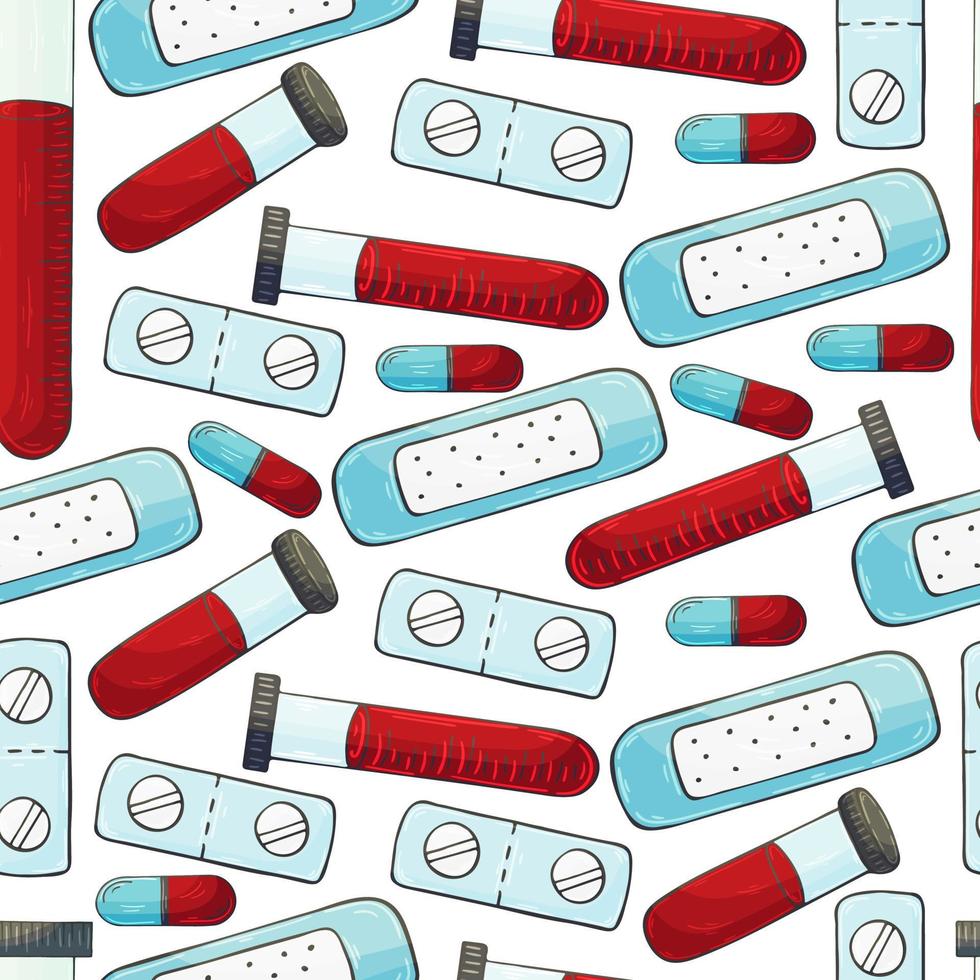 Seamless pattern on a white background. Cartoon elements in hand draw style vector