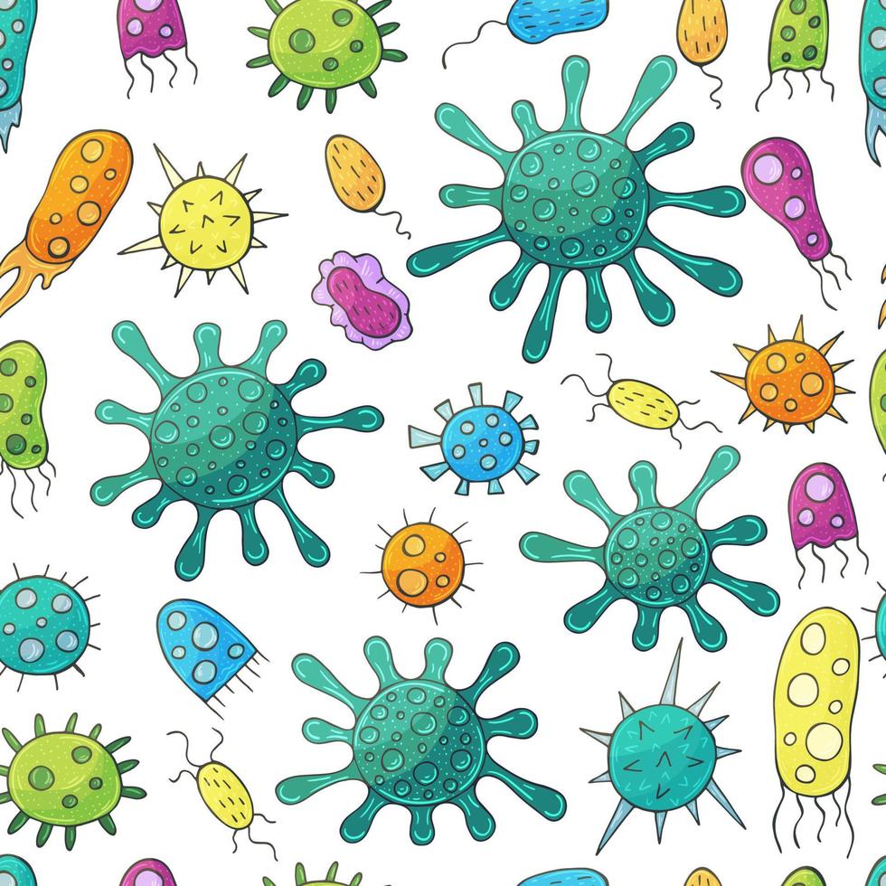 Seamless pattern on a white background. Cartoon elements in hand draw style vector