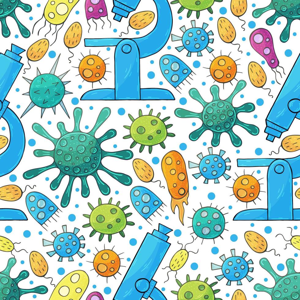 Seamless pattern on a white background. Cartoon elements in hand draw style vector