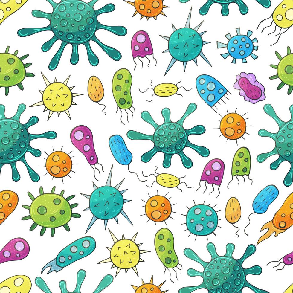 Seamless pattern on a white background. Cartoon elements in hand draw style vector