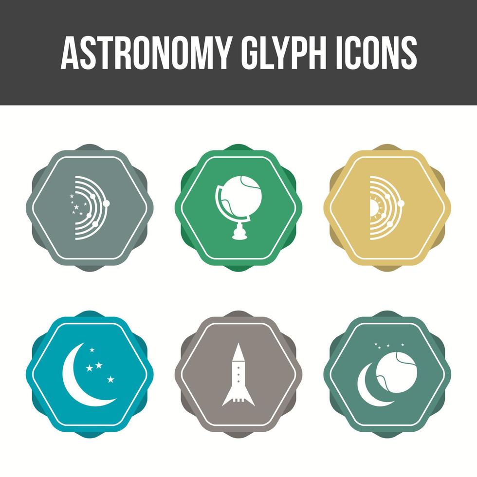 Unique Astronomy Gyph Vector Icon Set