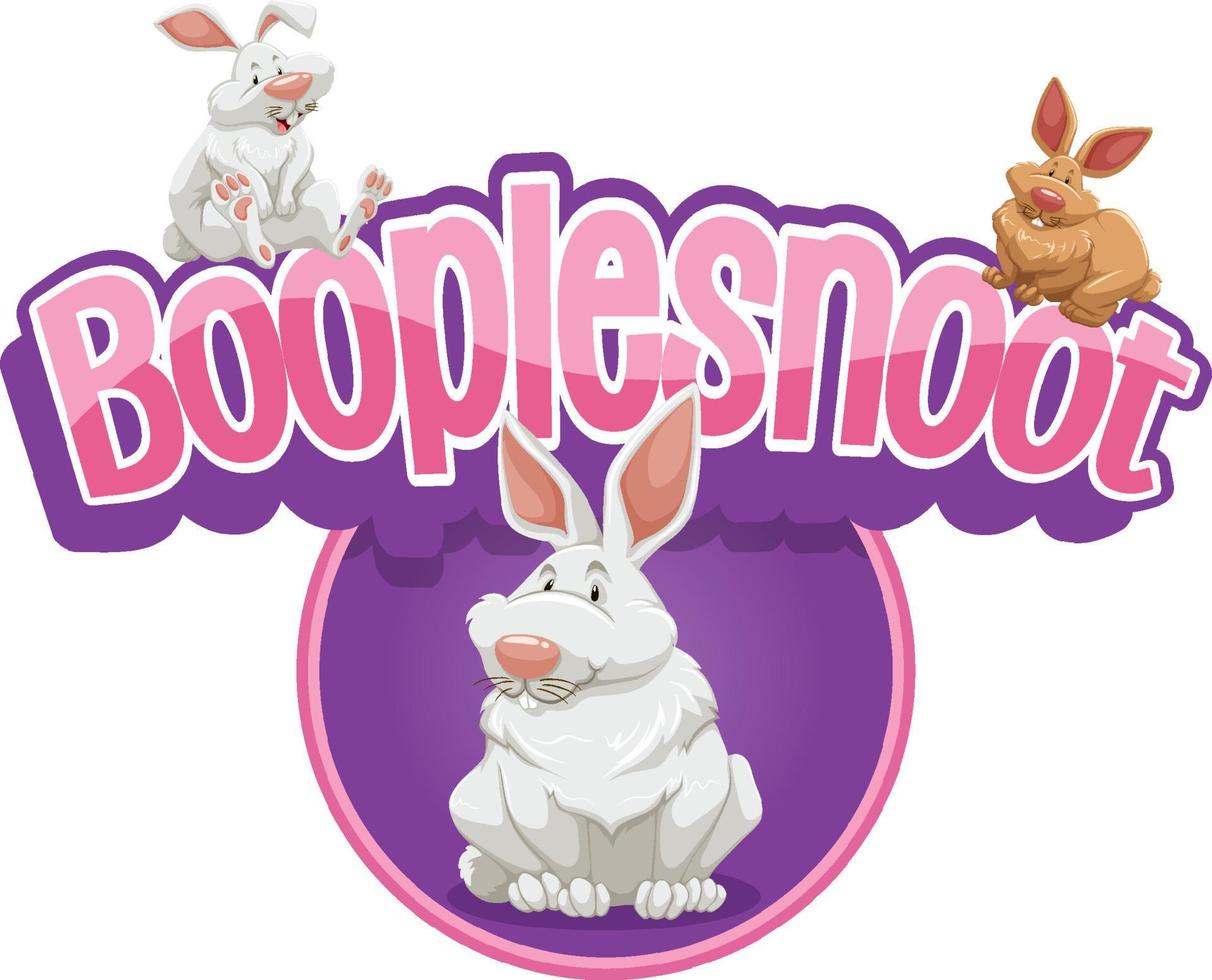 Booplesnoot font design with a cute rabbit cartoon character vector