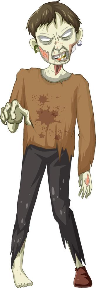 personaje de zombie espeluznante sobre fondo blanco vector